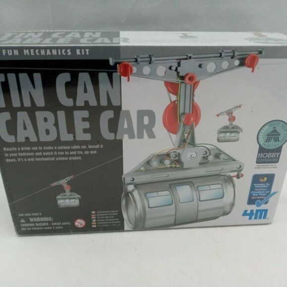 Tin Can Cable Car- Fun‎ Mechanics Kit by 4M Toy New - Picture 1 of 12